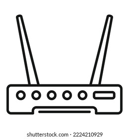 WLAN-Modem-Symbol Umriss-Vektorgrafik. WLAN-Internetanschluss. Netzwerk-Wireless