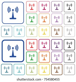 Wlan network color flat icons in rounded square frames. Thin and thick versions included.