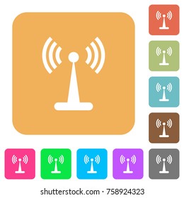 Wlan network flat icons on rounded square vivid color backgrounds.