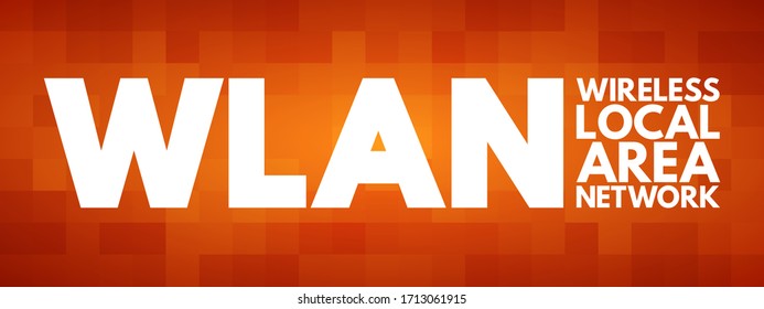 WLAN - Wireless Local Area Network is a wireless distribution method for two or more devices, acronym text concept background