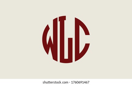 WLC Circle Emblem Abstract Monogram Letter Mark Vector Logo Template