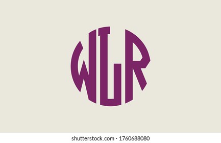 WLR Circle Emblem Abstract Monogram Letter Mark Vector Logo Template