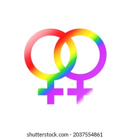 wlw, interlocking symbols with rainbow flag