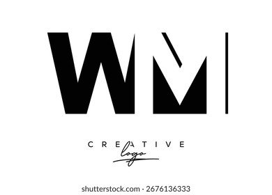 WM Creative Minimalist Negative Space Latter Logo with Modern Monogram for Branding and Business Lettermark Logo with Initial Letters Logo Design for Branding.
