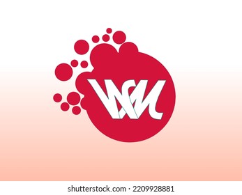 WM design logo in red circle. vector logo illustration for brand