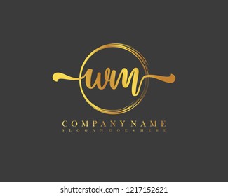 WM initial handwriting logo circle template vector