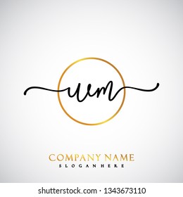 WM Initial Handwriting logo template vector