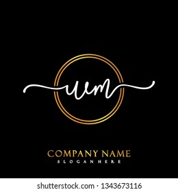 WM Initial Handwriting logo template vector