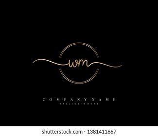 WM initial handwriting logo template vector