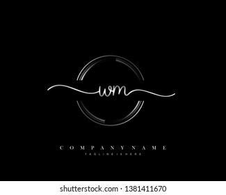 WM initial handwriting logo template vector