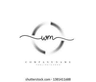 WM initial handwriting logo template vector