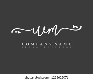 WM Initial handwriting logo vector