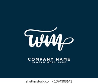 WM Initial Handwriting Logo Vector