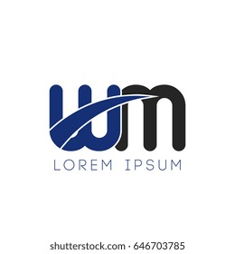 wm initial letter uppercase logo blue and black