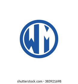 WM initial letters circle business logo blue
