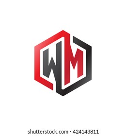WM initial letters looping linked hexagon logo red black