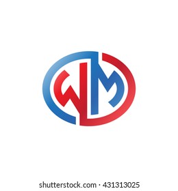 WM initial letters looping linked ellipse logo red blue