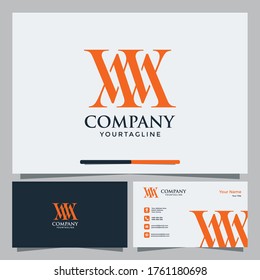 WM initial logo concept with business card tamplate