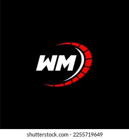 WM initial monogram for automotive logo with speed image design vector
