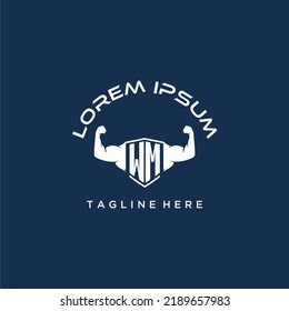 WM initial monogram for fitnes or gym logo with creative style design