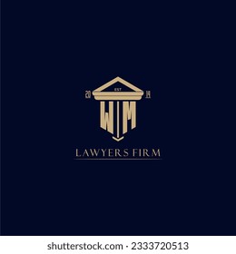 WM initial monogram lawfirm logo with pillar design