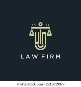 WM initial monogram logo for lawfirm with scale vector design