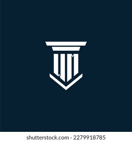 WM initial monogram logo lawfirm with pillar design