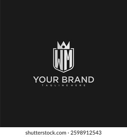 WM initial monogram shield and crown vector image