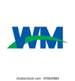 WM initial overlapping swoosh letter logo blue green