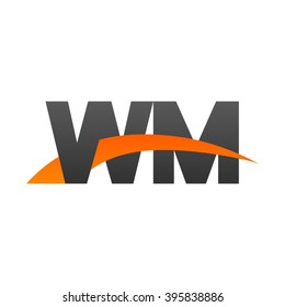 WM initial overlapping swoosh letter logo black orange