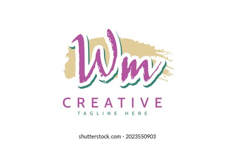 WM Initials, handwriting logo vector