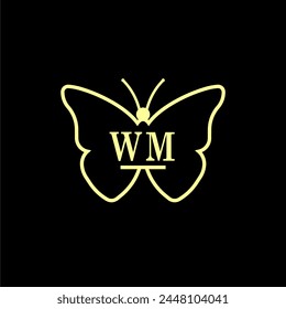 WM Initials Luxury Butterfly logo Vector illustration