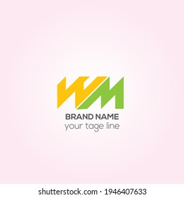 WM Brief Abstrakte Logo Vorlage, WM Zeichen Vektor golden Farbe Symbol Design.