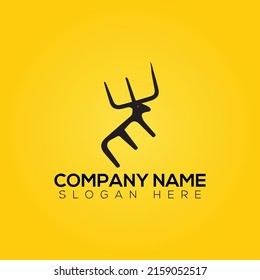 WM letter and Deer shape combined logo design vector illustration