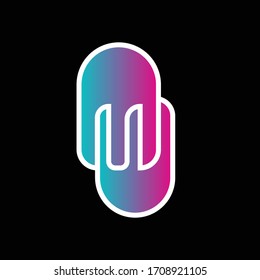 wm letter logo design concept and two jellyfish, illustration art