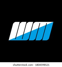 Diseño del logo de la carta WM sobre fondo negro. Concepto del logo de la carta de las iniciales creativas de WM.