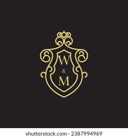 WM line vintage initial logo in high quality professional design that will print well across any print media