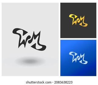 WM Concepto de monograma con forma de letra con logotipo con diseño de conjunto de colores de lujo dorado