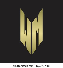 WM Logo monogram with emblem style isolated with gold colors