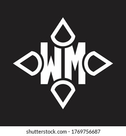 Monograma del logotipo WM con cuatro cono redondeado por la plantilla de diseño de forma