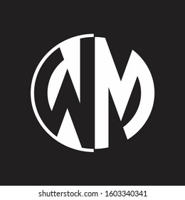 WM Logo monogram with Negative space style design tempate