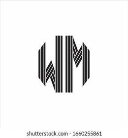 WM Logo monogram outline style linked isolated on white background