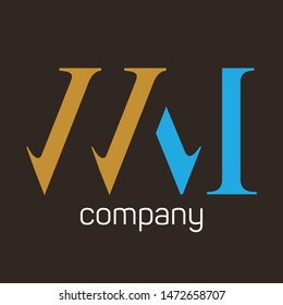 WM logo template. Company logo. onogram letters W and M.