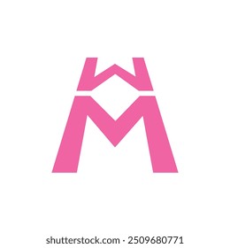 Logotipo de WM. Diseño WM. Letra WM blanca. WM SET, diseño del logotipo de la letra de WM. Letra inicial WM rectángulo enlazado en mayúscula monograma logo.
