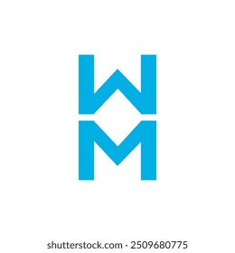 Logotipo de WM. Diseño WM. Letra WM blanca. WM SET, diseño del logotipo de la letra de WM. Letra inicial WM rectángulo enlazado en mayúscula monograma logo.