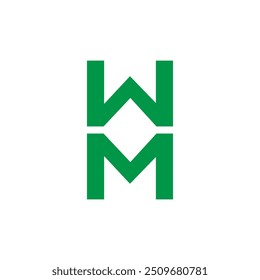 Logotipo de WM. Diseño WM. Letra WM blanca. WM SET, diseño del logotipo de la letra de WM. Letra inicial WM rectángulo enlazado en mayúscula monograma logo.