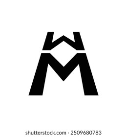 Logotipo de WM. Diseño WM. Letra WM blanca. WM SET, diseño del logotipo de la letra de WM. Letra inicial WM rectángulo enlazado en mayúscula monograma logo.