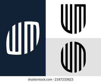 Paquete vectorial de diseño de logotipo de letra inicial moderno WM. Será adecuado para qué empresa o nombre de marca inician esas iniciales.