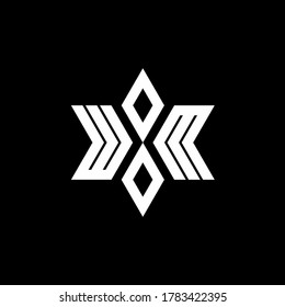 logotipo de monograma WM con forma de estrella y plantilla de diseño de estilo de lujo
