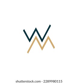 WM Mountain Logo Design Template Vector monogram. Modern letters WM or MW.